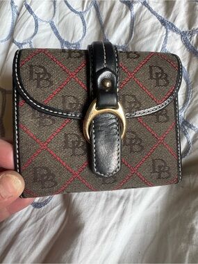 Monogram Bifold Wallet with Red Diamond Stitching